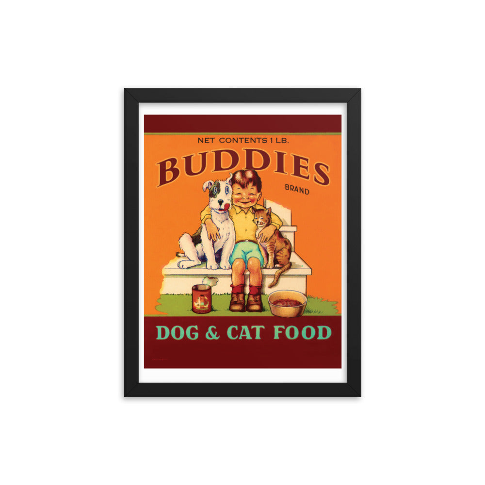 Buddies Dog and Cat Food | Framed poster