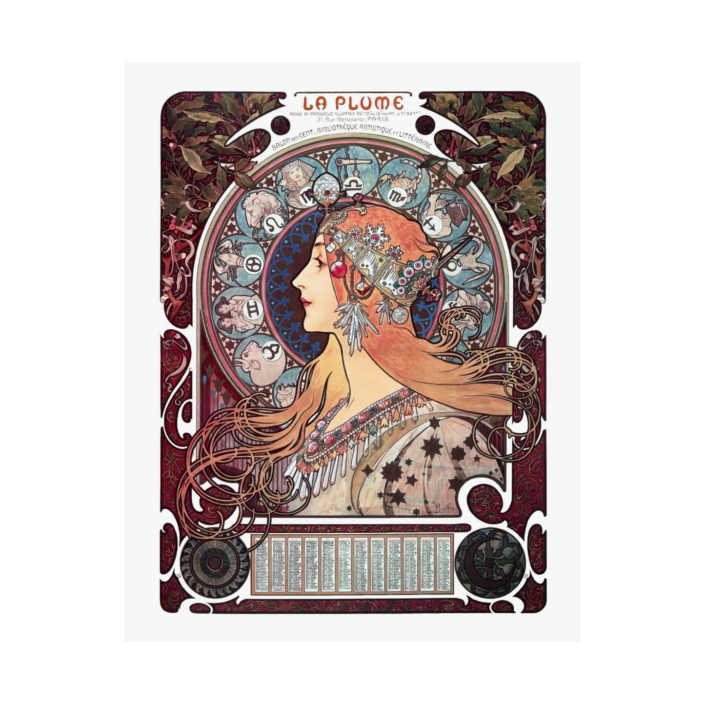 Zodiaque - La Plume | Alphonse Mucha | Premium Matte vertical posters