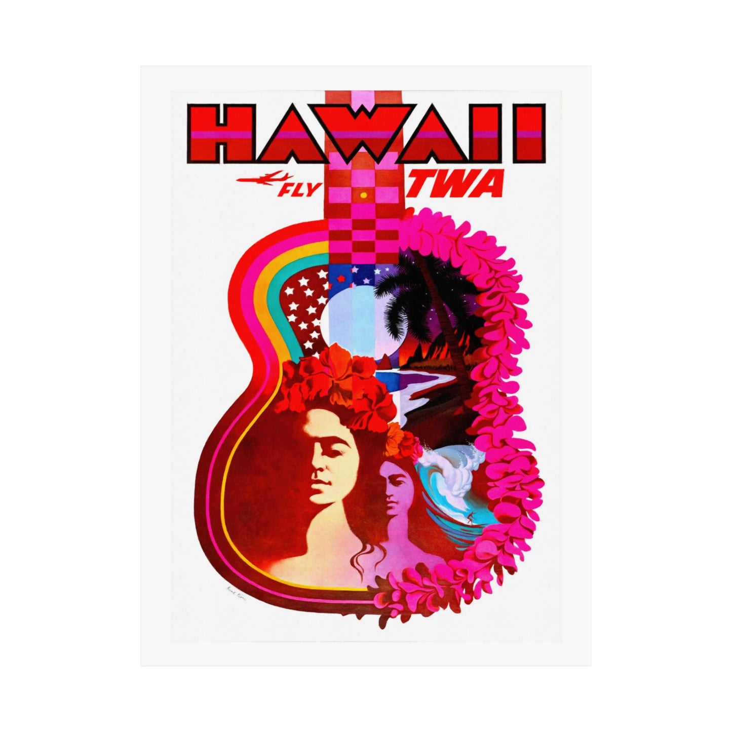 Hawaii Air Travel | TWA | Mid Century | Poster