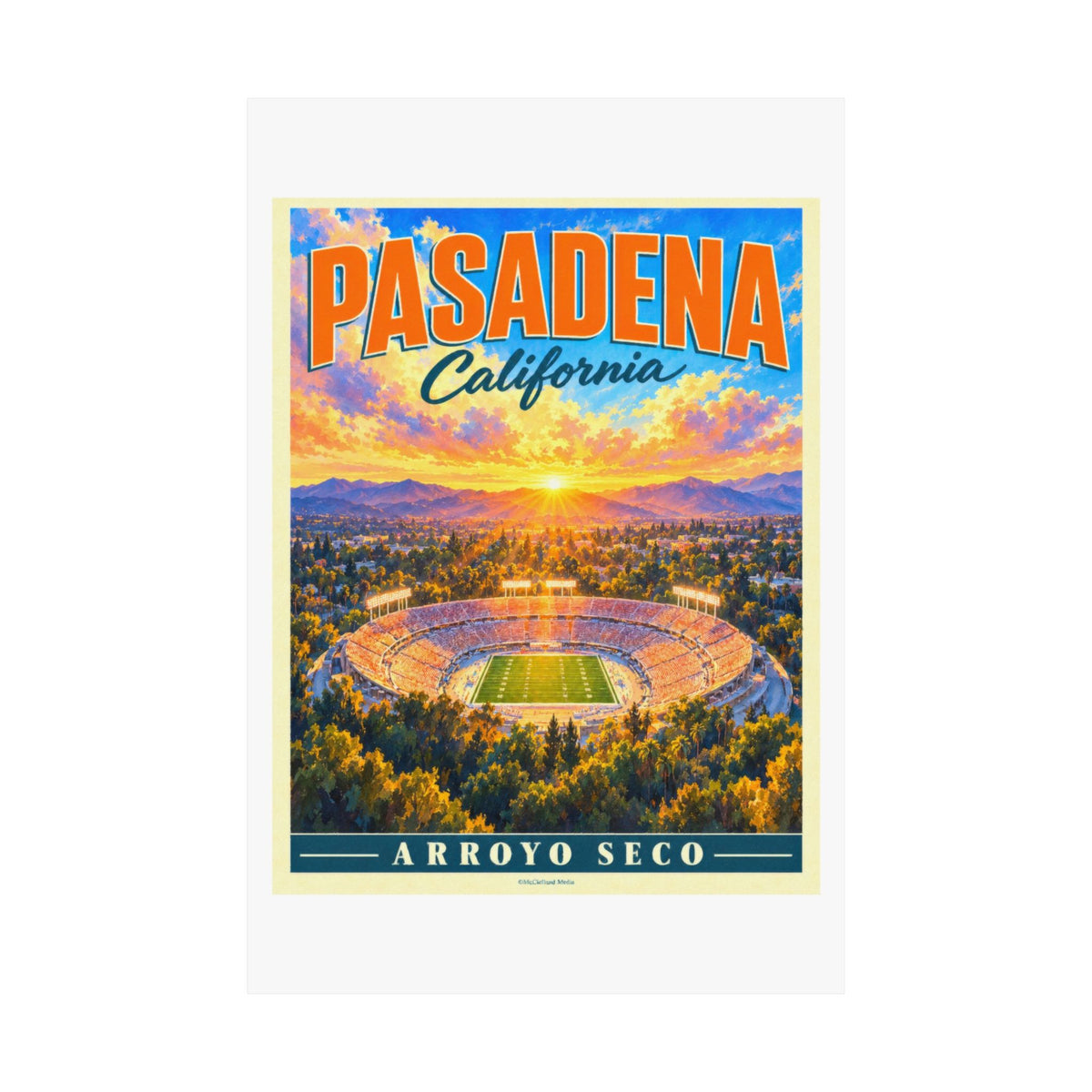 Pasadena Arroyo Seco Stadium | Pacific Moderne Travel Poster