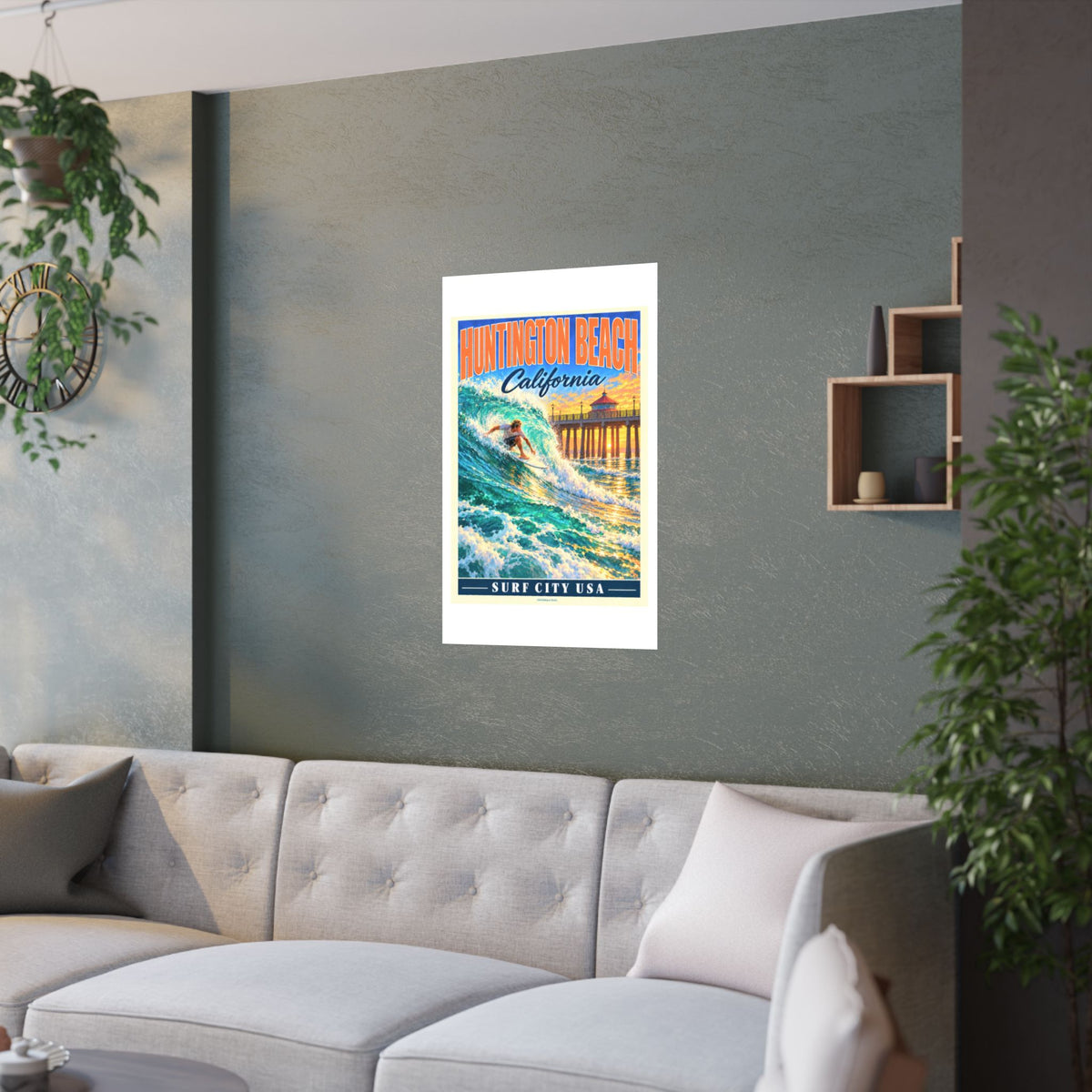 Huntington Beach Surf City Pier | Pacific Moderne Surf Poster