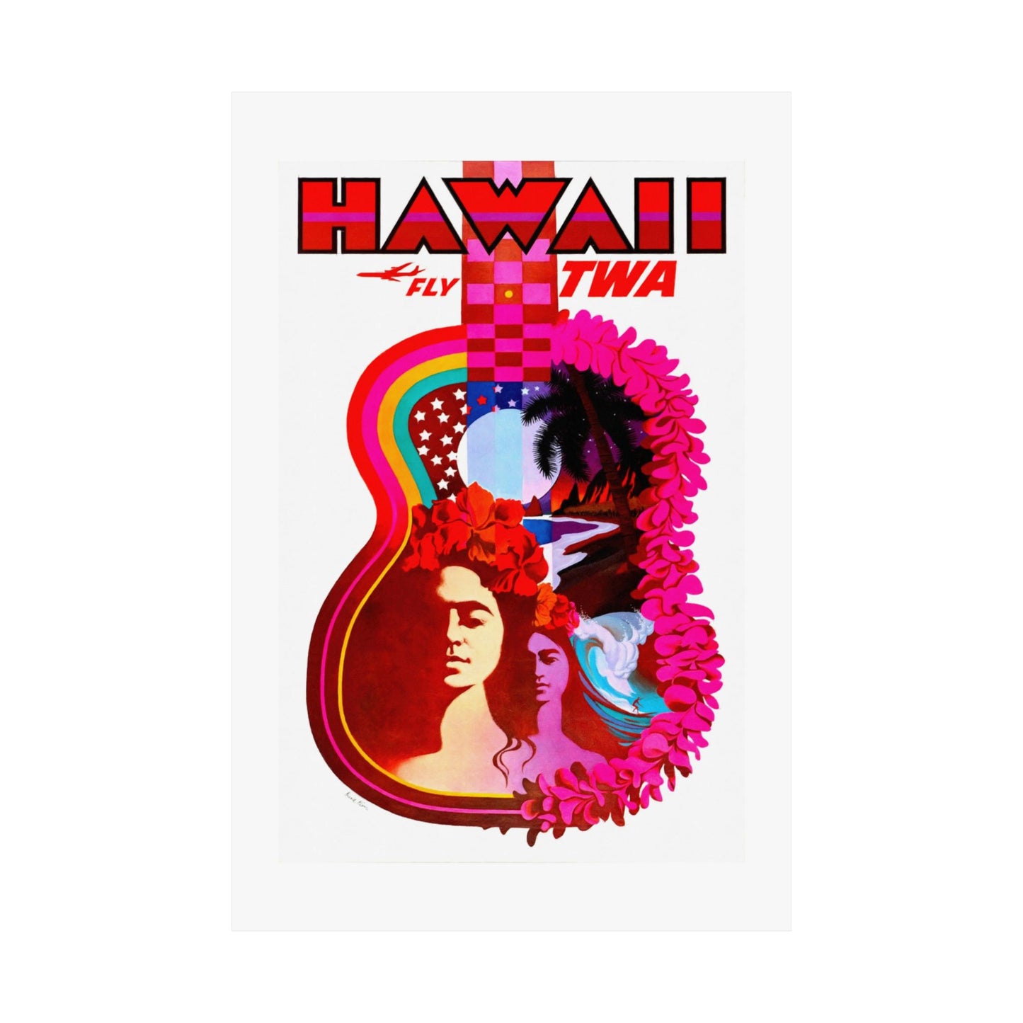 Hawaii Air Travel | TWA | Mid Century | Poster