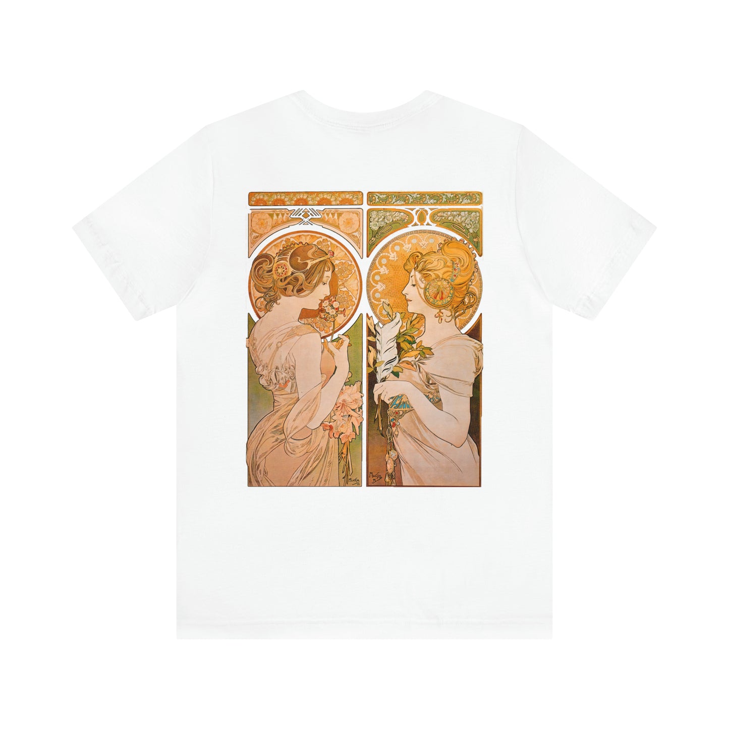 Primrose and Feather | Alphonse Mucha | Unisex Jersey Short Sleeve Tee