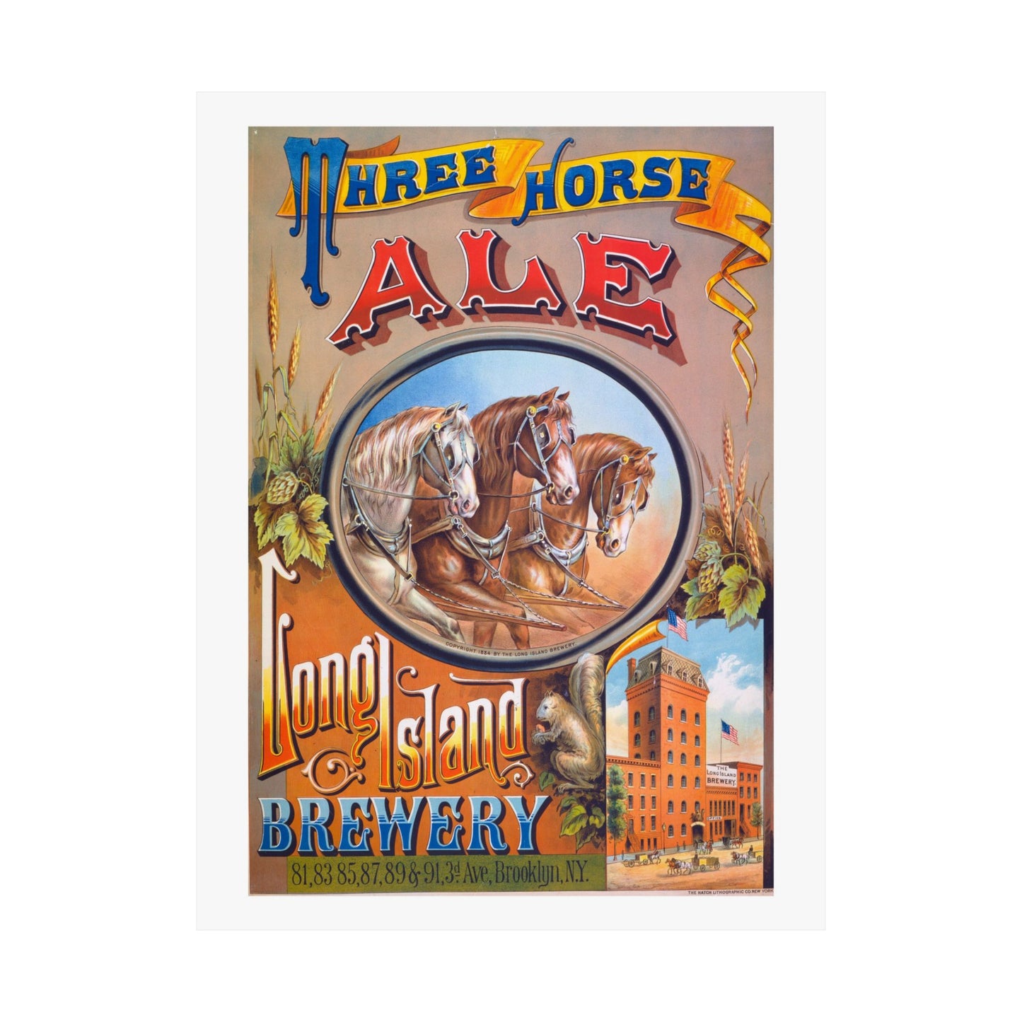 Three Horse Ale | Long Island Brewery | Poster
