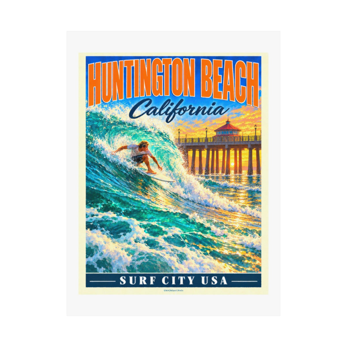 Huntington Beach Surf City Pier | Pacific Moderne Surf Poster
