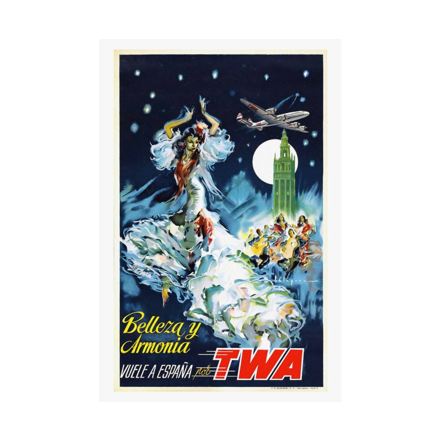 Spain | Belleza y Armonia | Air Travel | TWA | Poster