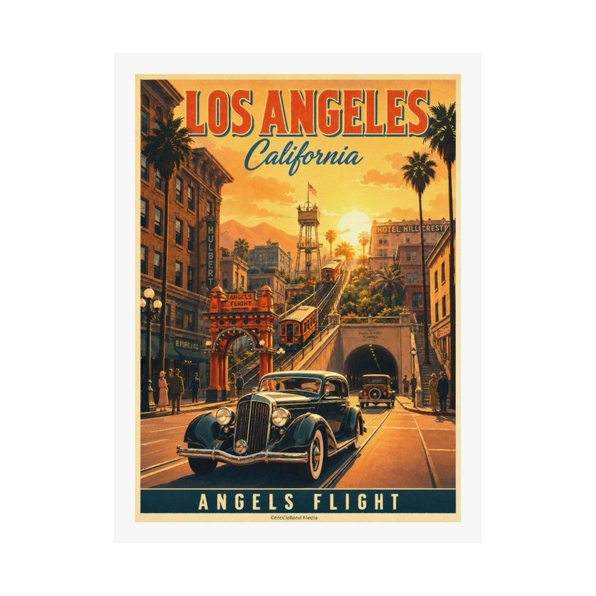 Angels Flight, Los Angeles | Pacific Moderne Travel Poster