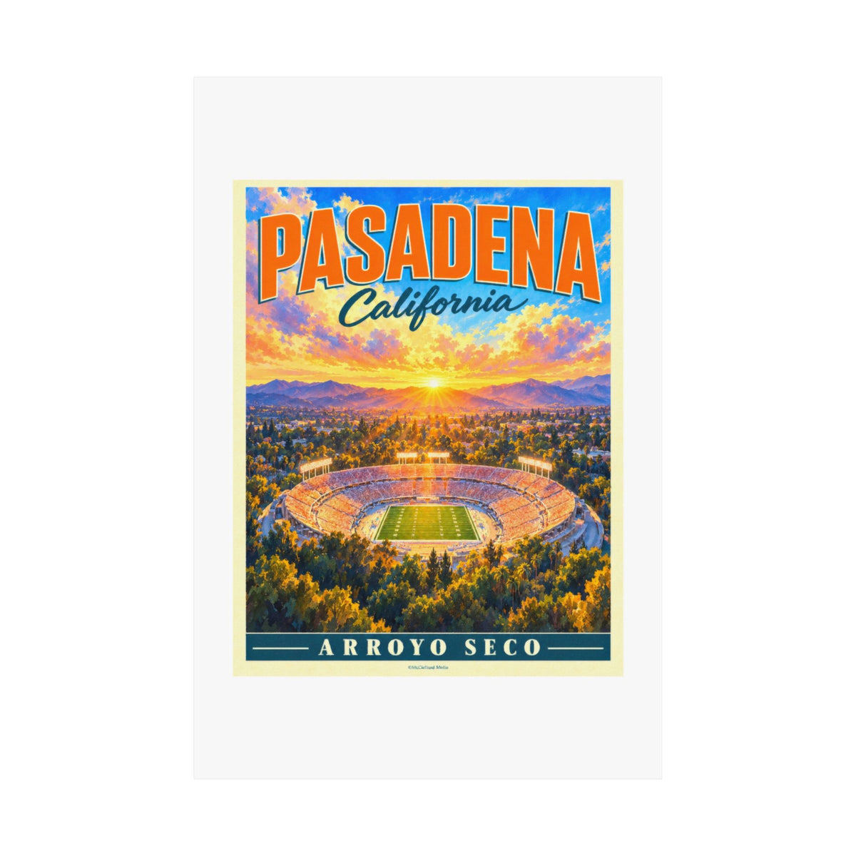 Pasadena Arroyo Seco Stadium | Pacific Moderne Travel Poster