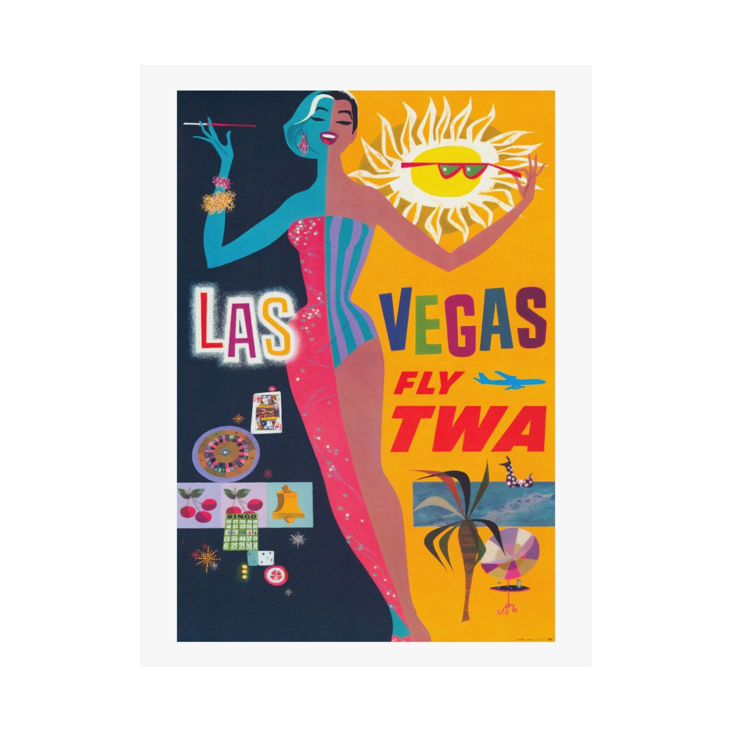 Las Vegas Air Travel #1  | TWA | Mid Century | Poster