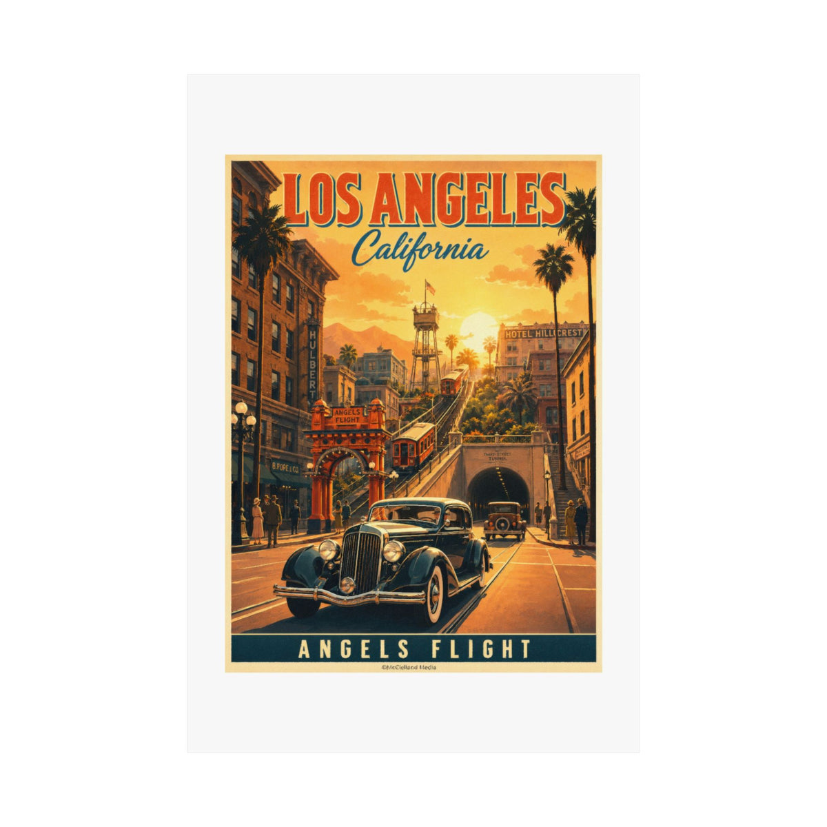 Angels Flight, Los Angeles | Pacific Moderne Travel Poster