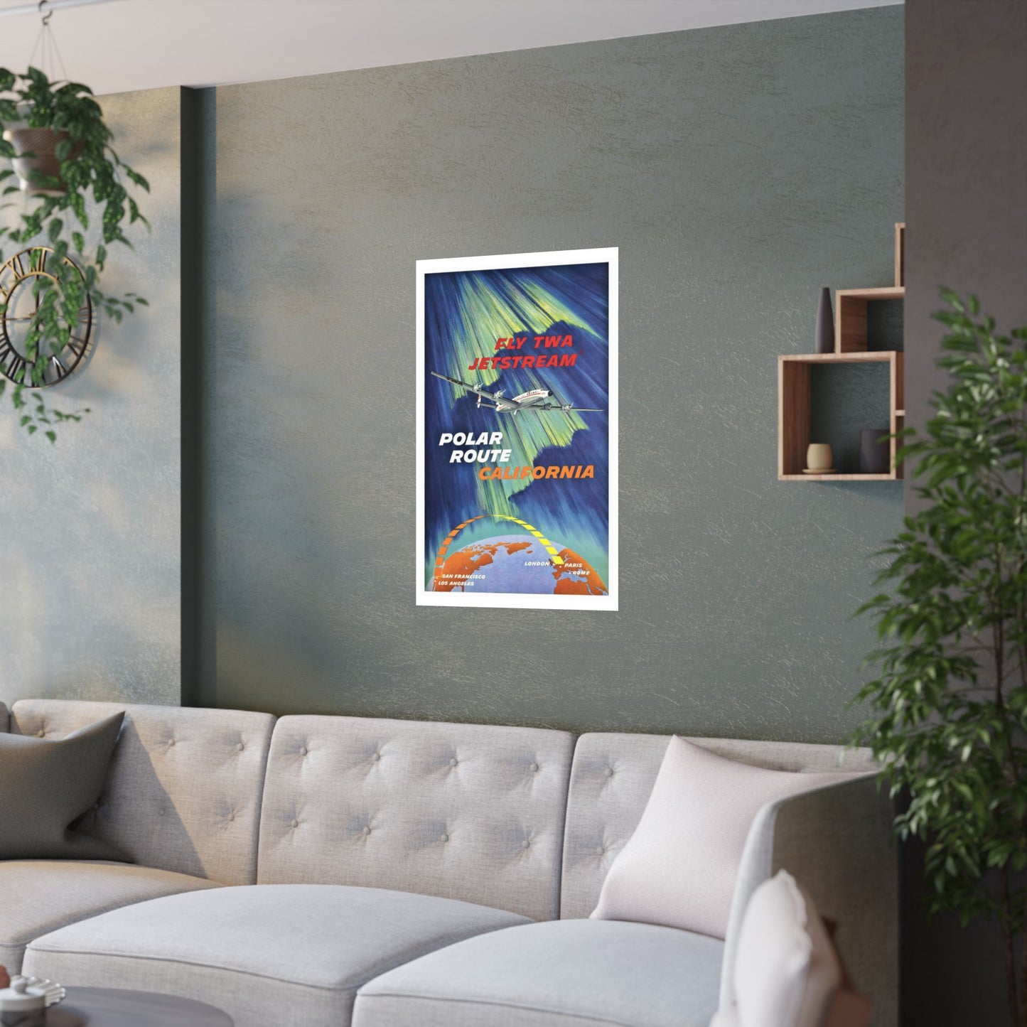 Polar Rout California | JetStream  | TWA | Mid Century | Poster