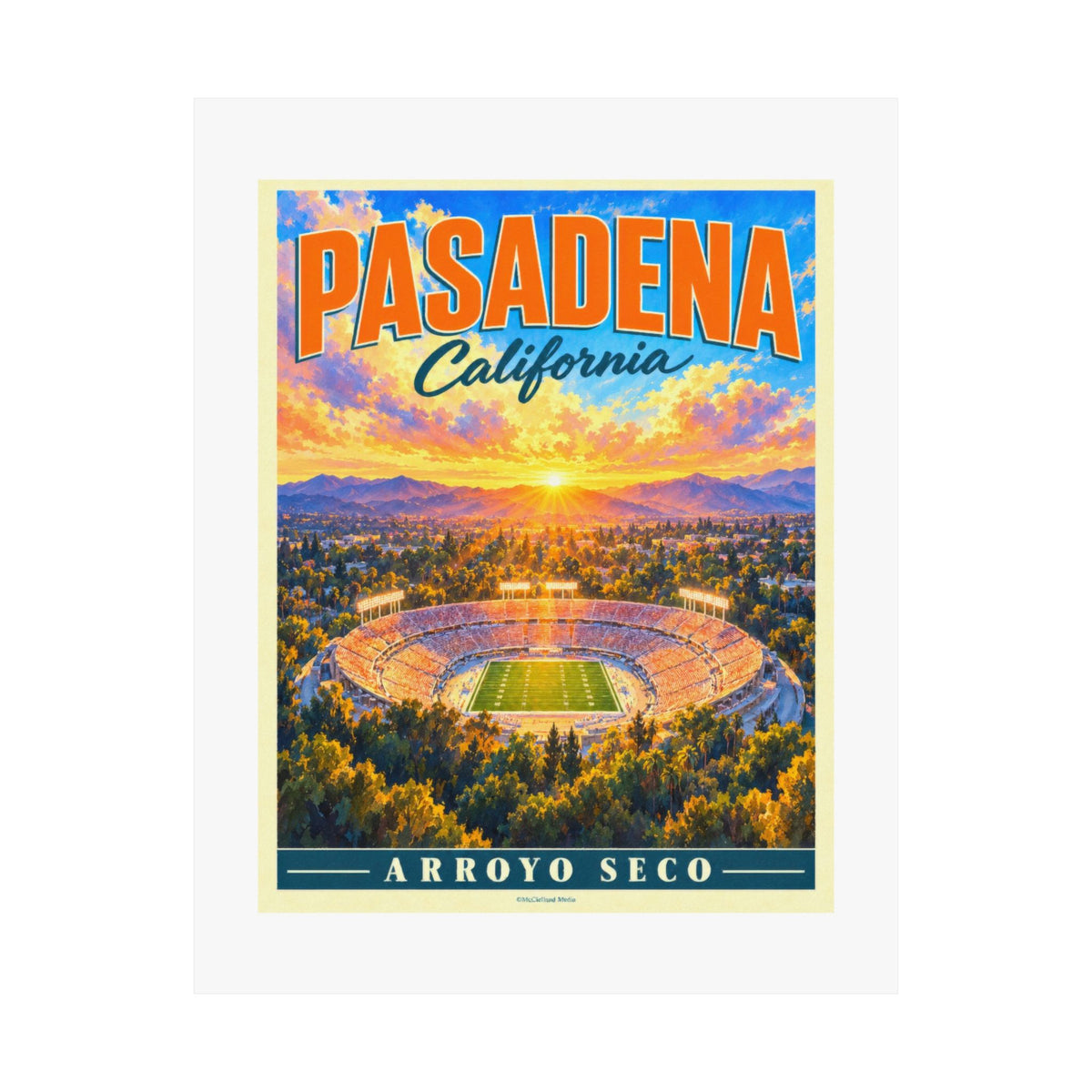 Pasadena Arroyo Seco Stadium | Pacific Moderne Travel Poster