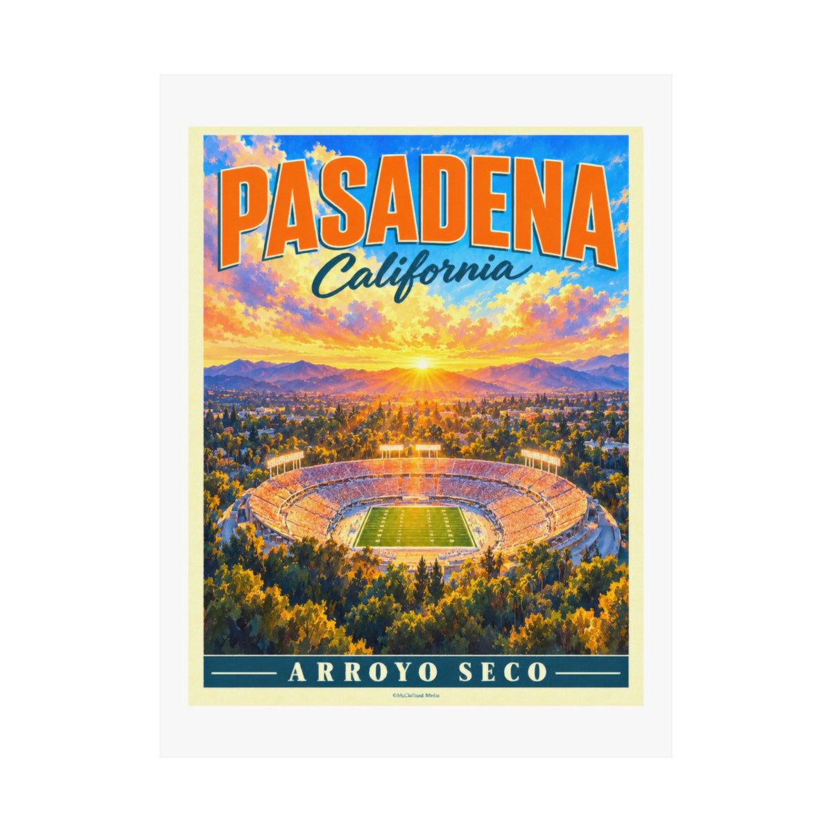 Pasadena Arroyo Seco Stadium | Pacific Moderne Travel Poster