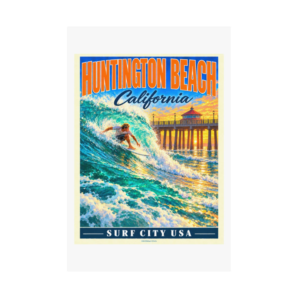 Huntington Beach Surf City Pier | Pacific Moderne Surf Poster