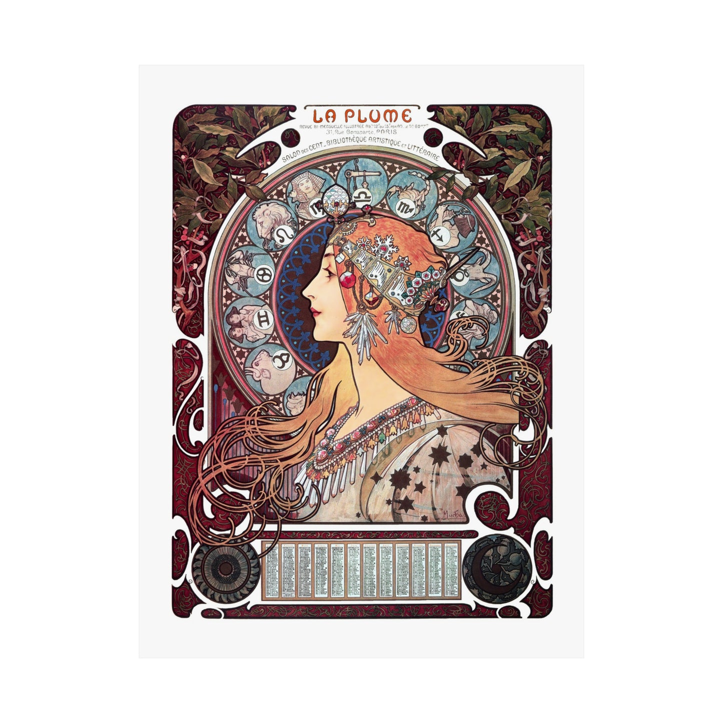 Zodiaque - La Plume | Alphonse Mucha | Premium Matte vertical posters