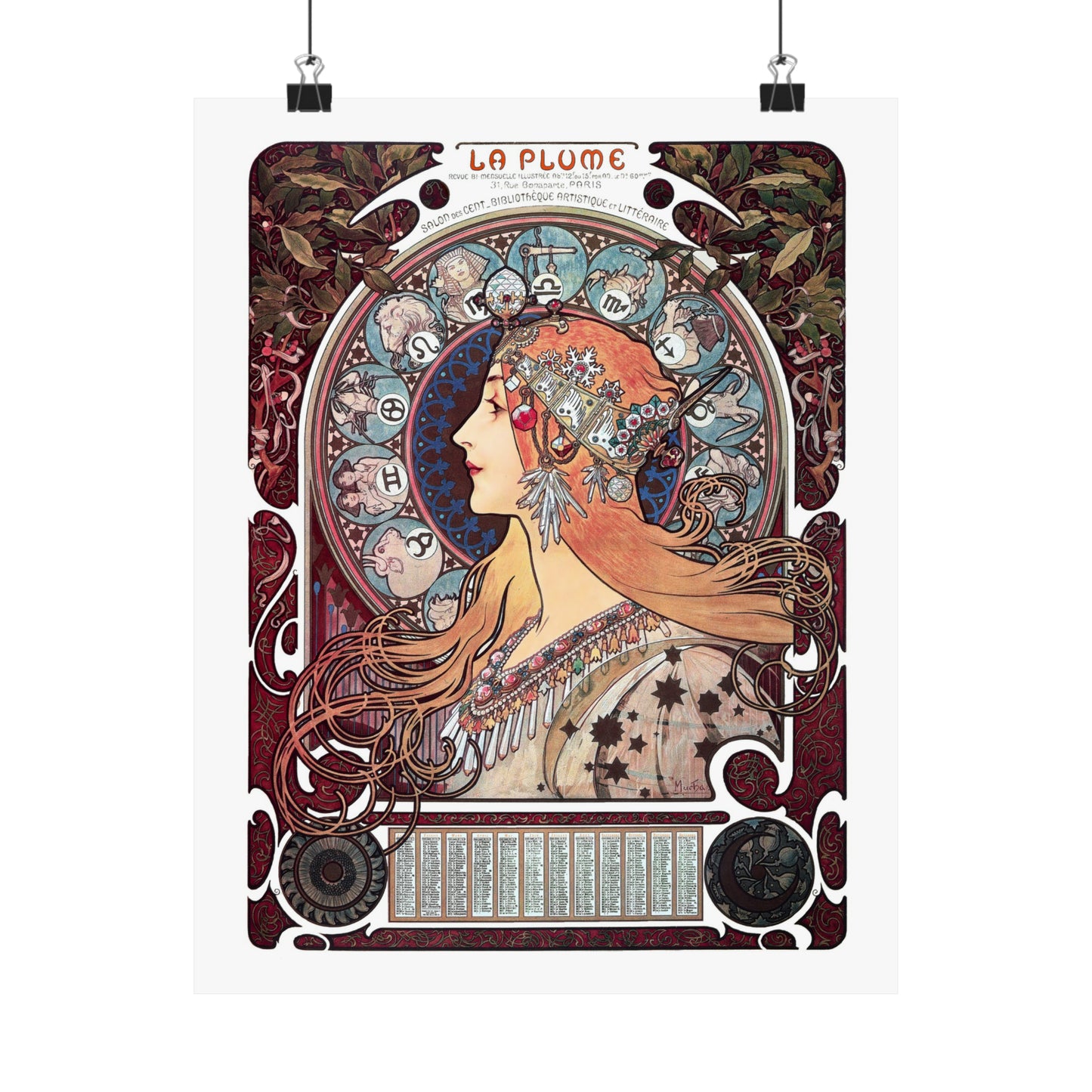 Zodiaque - La Plume | Alphonse Mucha | Premium Matte vertical posters