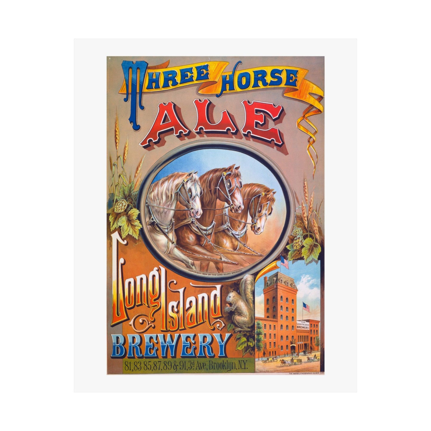 Three Horse Ale | Long Island Brewery | Poster