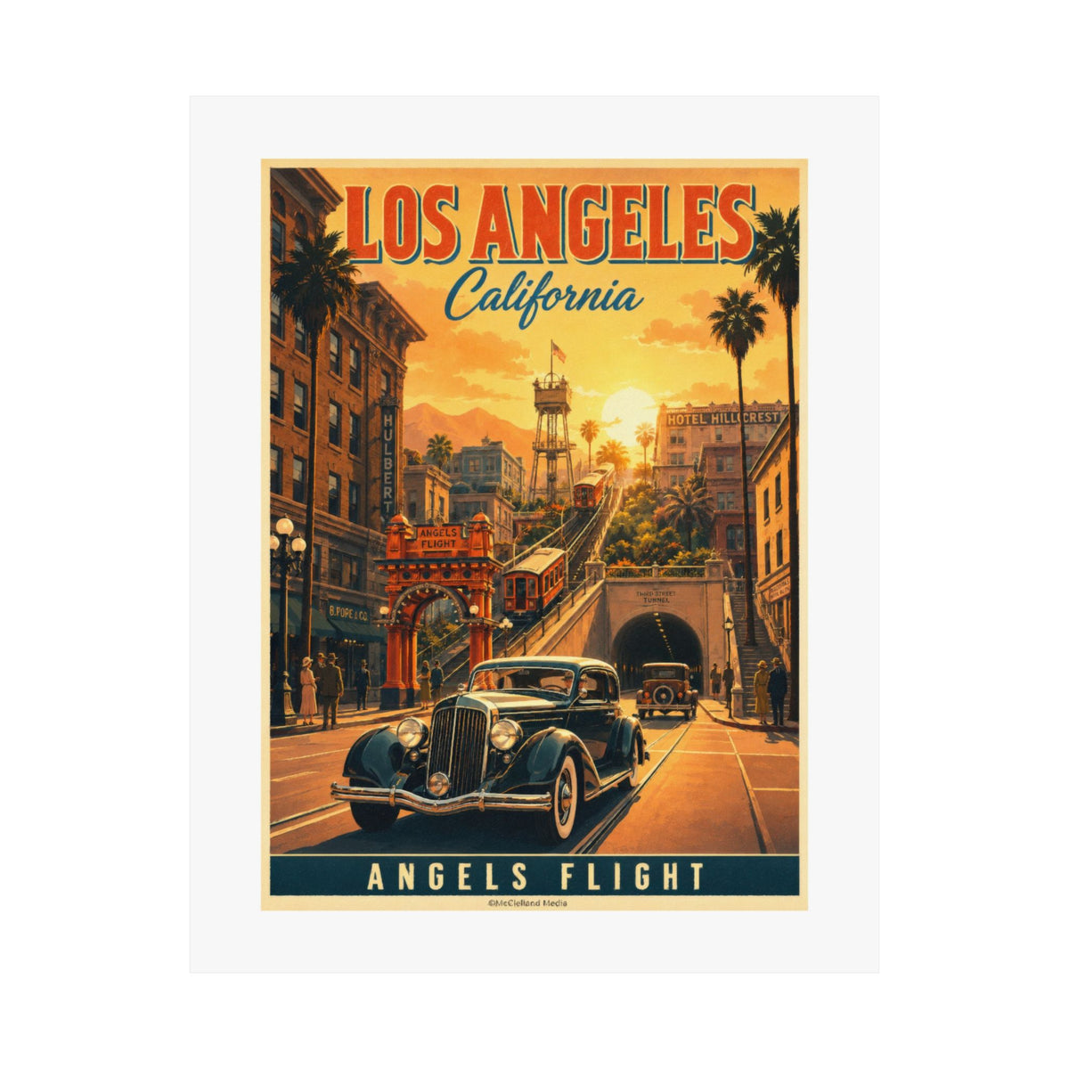 Angels Flight, Los Angeles | Pacific Moderne Travel Poster