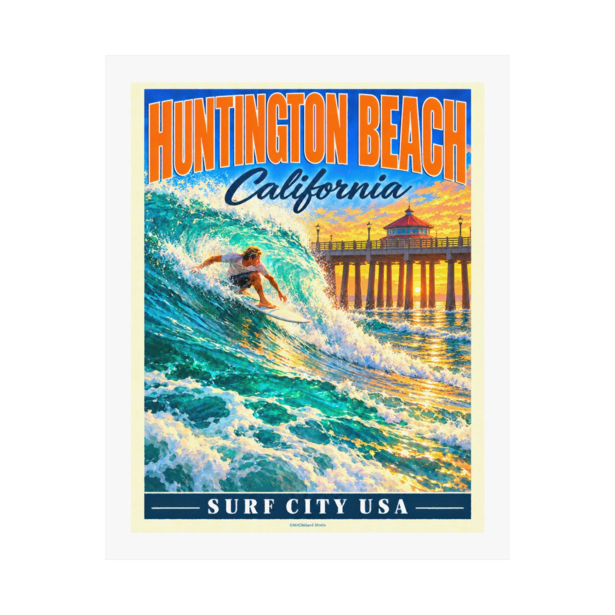 Huntington Beach Surf City Pier | Pacific Moderne Surf Poster