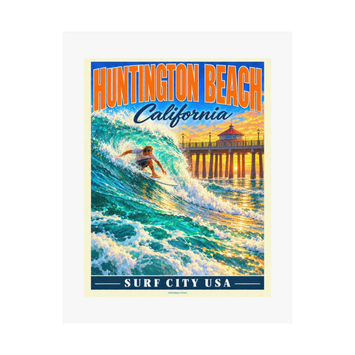 Huntington Beach Surf City Pier | Pacific Moderne Surf Poster