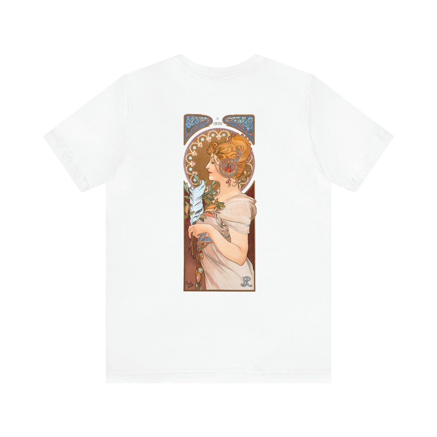 Feather 1900 | Alphonse Mucha | Unisex Jersey Short Sleeve Tee