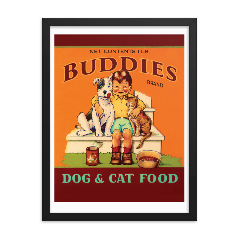 Buddies Dog and Cat Food | Framed poster