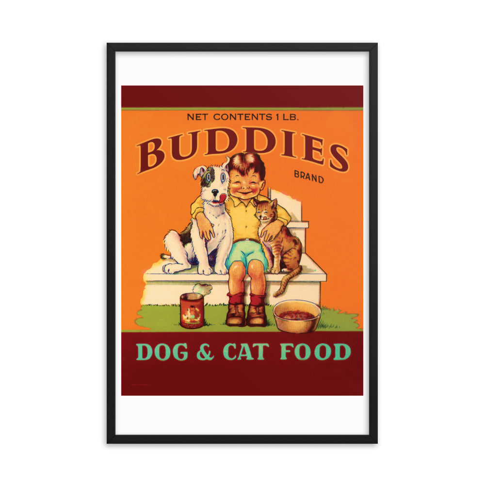 Buddies Dog and Cat Food | Framed poster