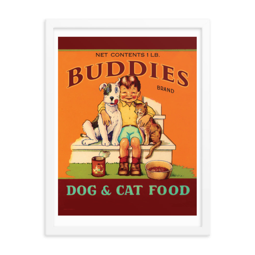 Buddies Dog and Cat Food | Framed poster