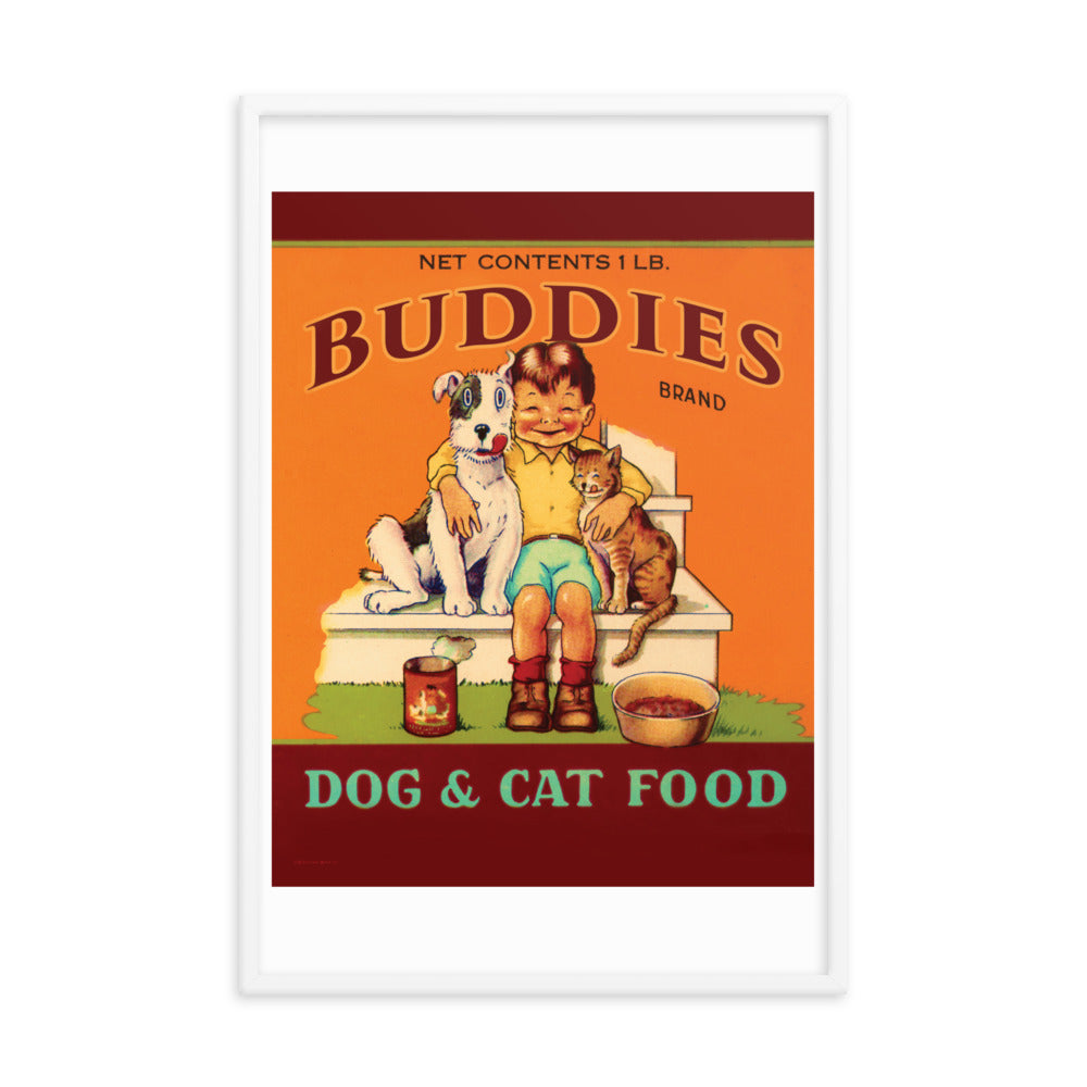 Buddies Dog and Cat Food | Framed poster